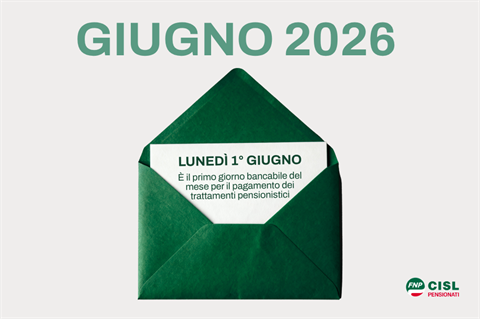 Pensione di giugno 2026, il calendario dei pagamenti