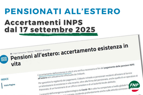 Pensionati all’estero: accertamenti INPS dal 17 settembre 2025