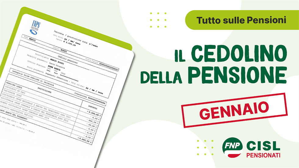 Cedolino pensione di gennaio 2026, le informazioni utili