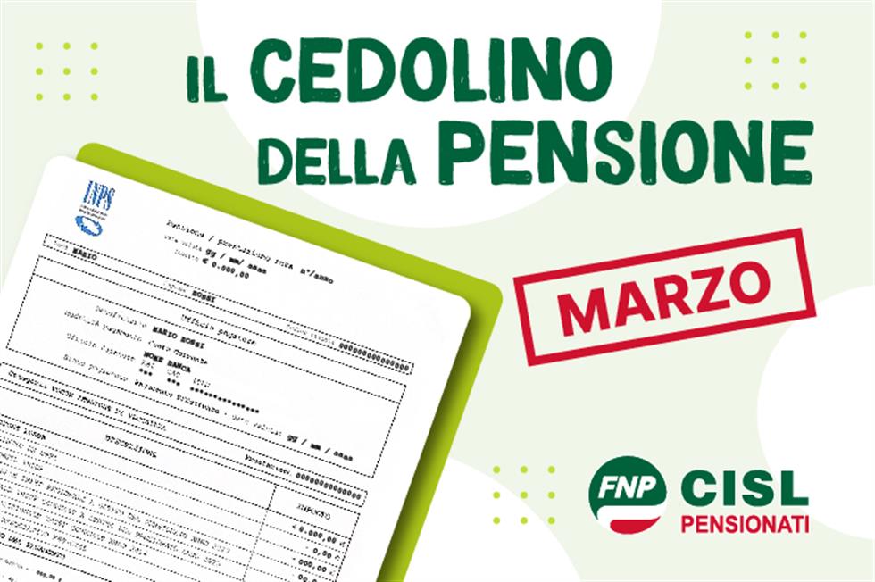 Cedolino pensione di marzo 2025, le informazioni utili