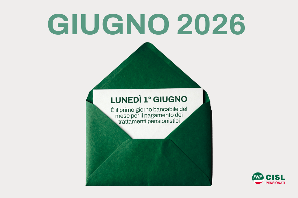 Pensione di giugno 2026, il calendario dei pagamenti
