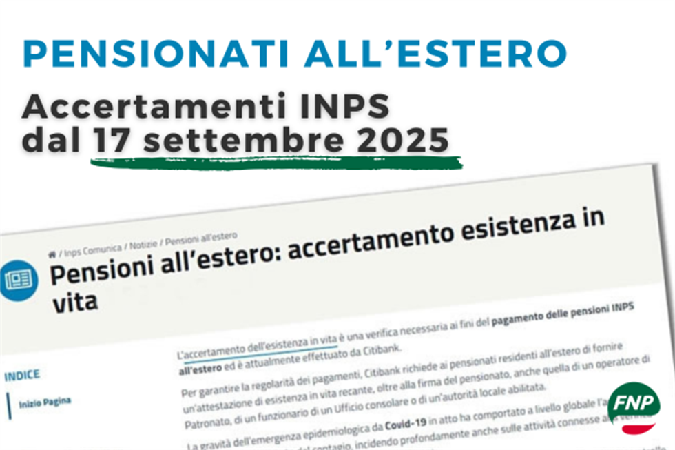 Pensionati all’estero: accertamenti INPS dal 17 settembre 2025