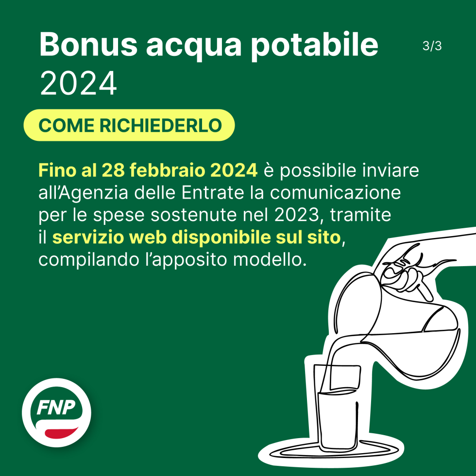 Bonus acqua potabile, domande entro il 28 febbraio