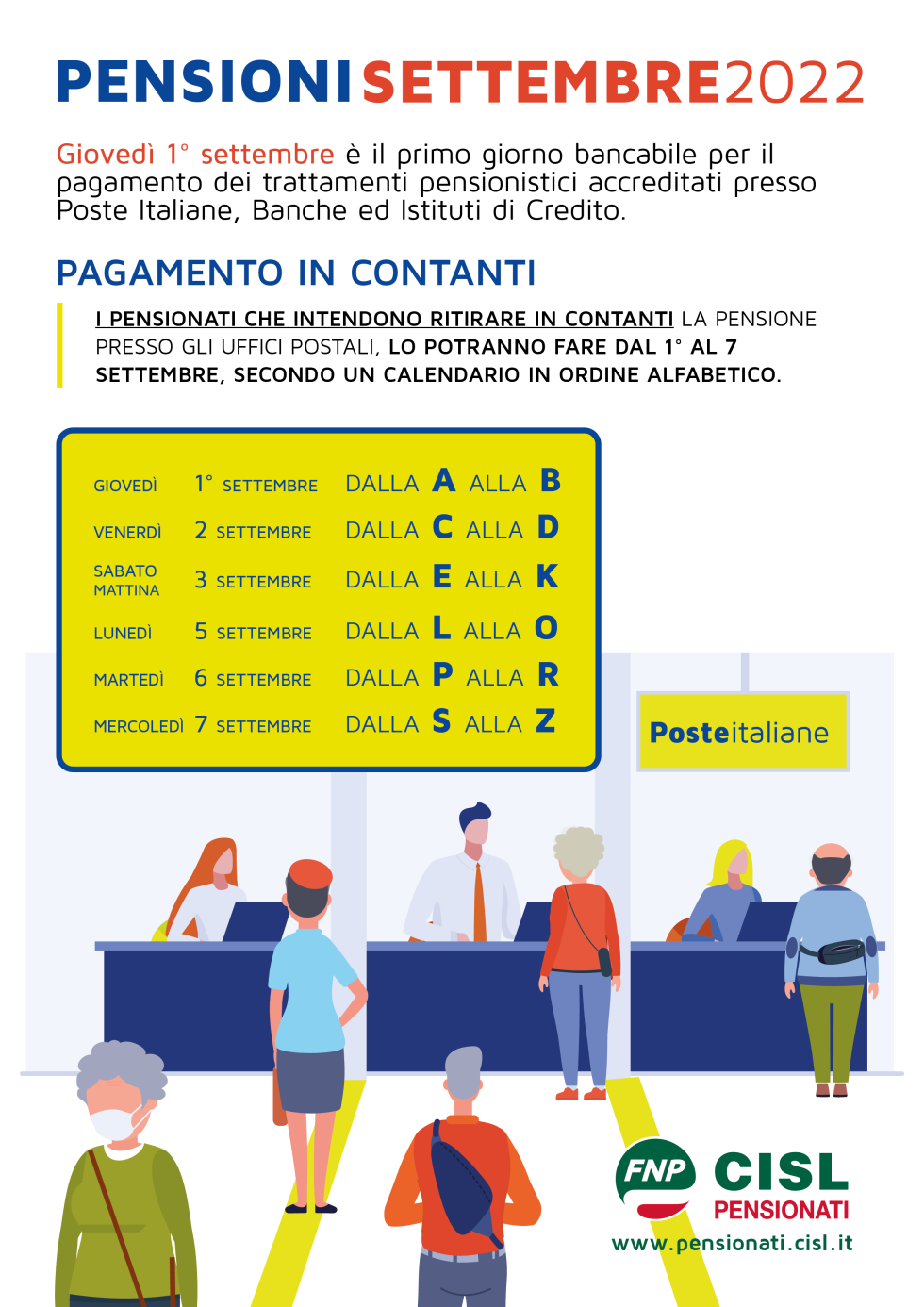 Pensioni settembre, il calendario dei pagamenti
