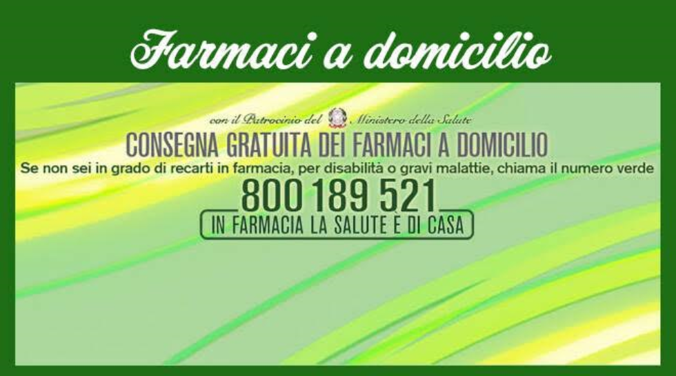 Consegna gratuita dei farmaci a domicilio