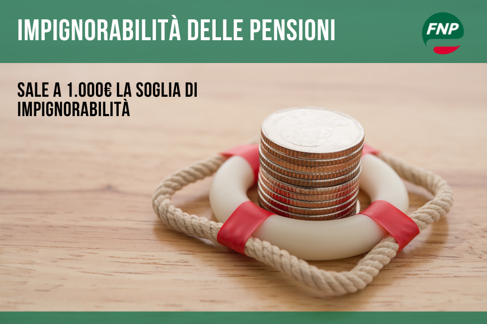 Pensioni, sale a 1.000 euro la soglia di impignorabilità
